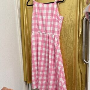 Pink Gingham Sleeveless Dress